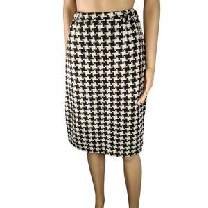 1970s Aspen Sportswear Dark Brown Tweed Wool Houndstooth Knit Skirt Size XS